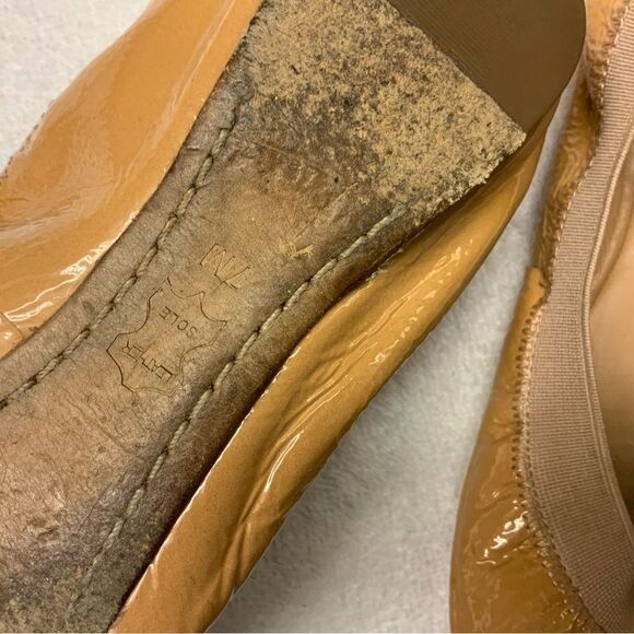 Tory Burch Caroline Ballet Flats Women’s Size 7M Beige Patent Leather - Picture 9 of 9